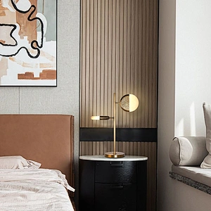 Creative sunrise double heads luxury antique brass hand dyeing finish alabaster side table lamp
