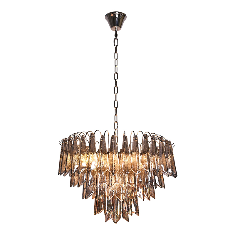 Handmade smoke grey water ripple texture glass chandelier for dining room, living room, bedroom