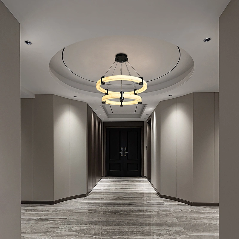 Alabaster ring combined  pendant light