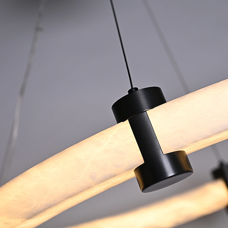 32inch luxury antique bronze hand dyeing alabaster ring pendant lamp for restaurant light living room