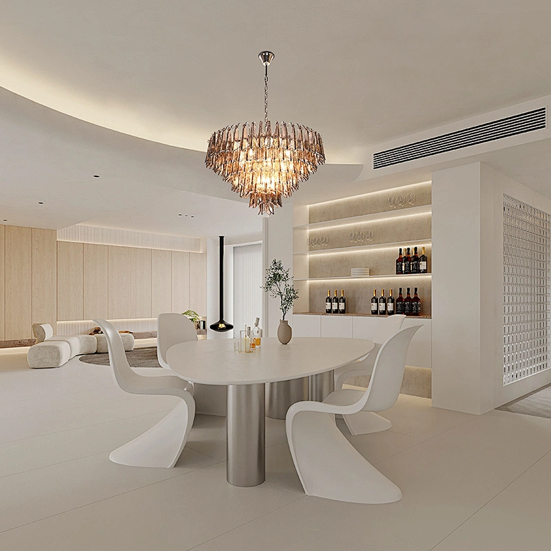 Handmade smoke grey water ripple texture glass chandelier for dining room, living room, bedroom