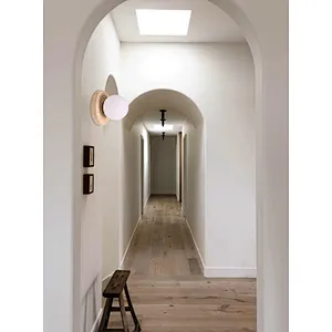 Opal glass ball travertine base sand painting art wall light