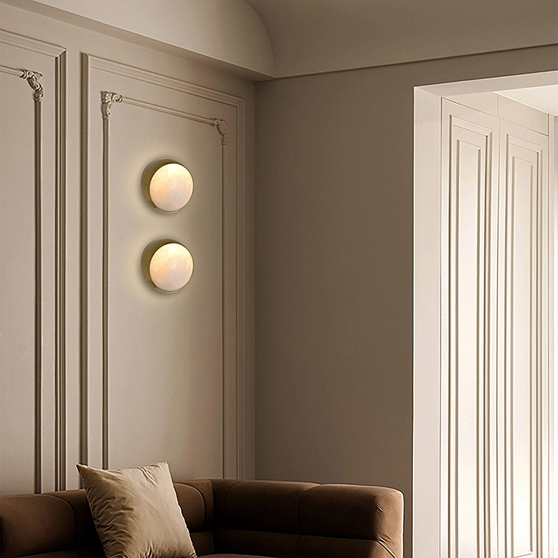Luxury antique brass hand dyeing finish opal alabaster wall lamp