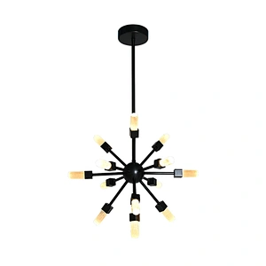Starlight Bronze Finish Natural Selenite Stone Pendant Chandelier for Restaurant Living Room