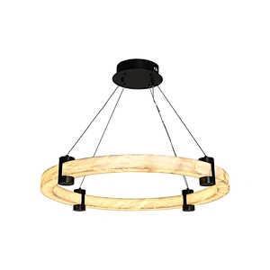 32inch luxury antique bronze hand dyeing alabaster ring pendant lamp for restaurant light living room