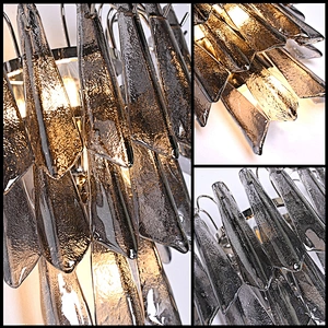 Handmade smoke grey water ripple texture glass chandelier for dining room, living room, bedroom