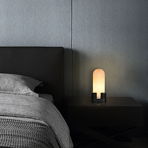 Luxury antique bronze hand dyeing finish base handmade alabaster dimmable mini bedside table lamp night light