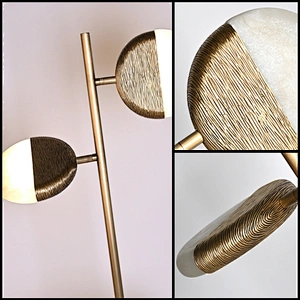 Creative sunrise double heads luxury antique brass hand dyeing finish alabaster side table lamp