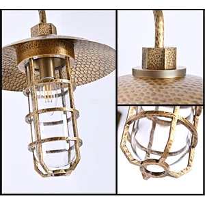 Forged antique brass finish single head bent arm copper explosion-proof glass cover outdoor wall lamp