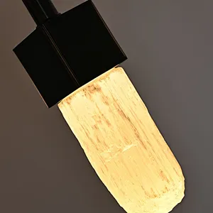 Starlight Bronze Finish Natural Selenite Stone Pendant Chandelier for Restaurant Living Room