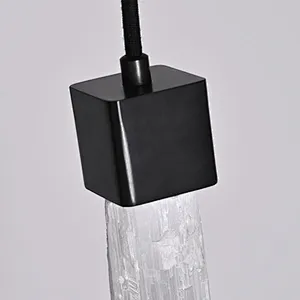 Single Natural Selenite Stone Bronze Finish Hanging Light For Restaurant Bedside Light