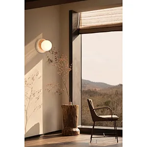 Opal glass ball travertine base sand painting art wall light