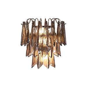 Handmade smoke grey water ripple texture glass wall light for dining room, living room, bedroom
