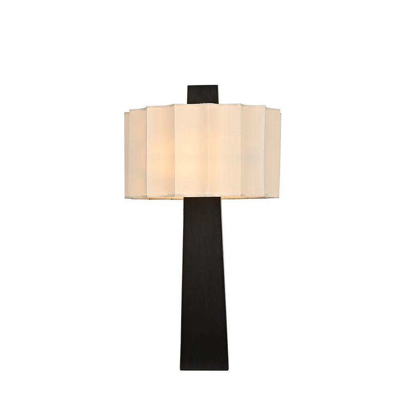 Quincunx fabric-shade bronze square column table lamp