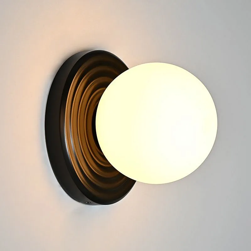 Opal glass ball bronze base sand painting art wall light