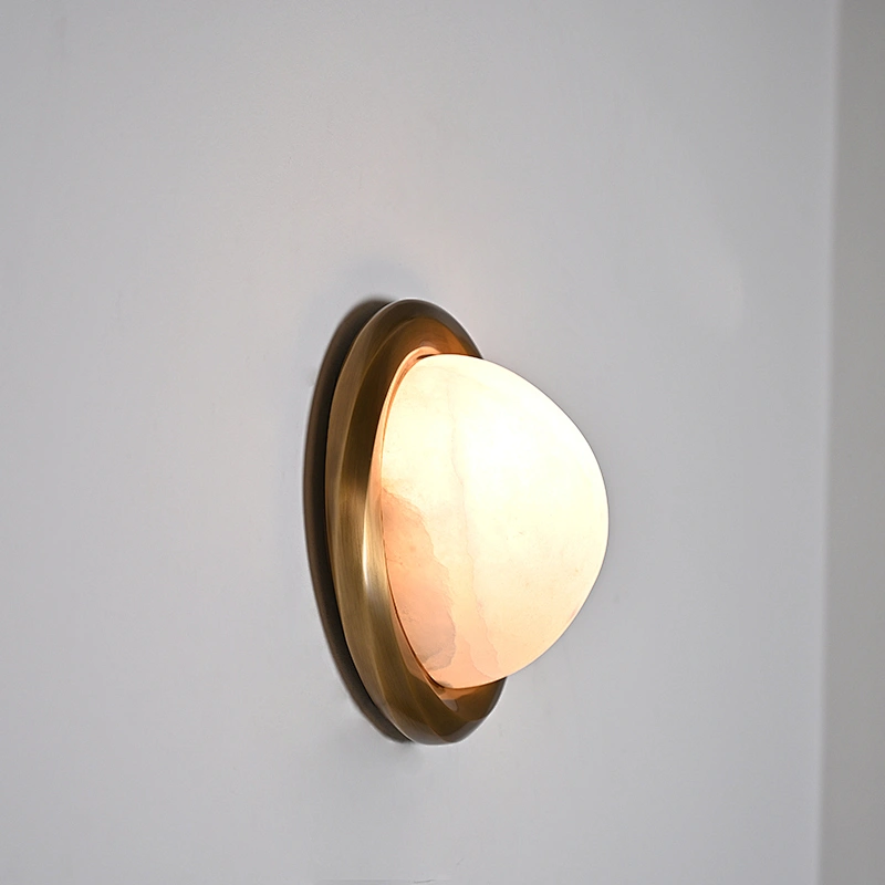 Luxury antique brass hand dyeing finish corrugated decorative forged copper alabaster wall lamp