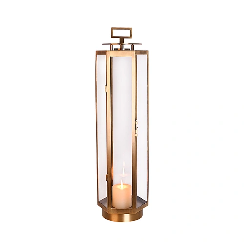 Hand dying brushed antique brass hexagonal windshield copper hand-held portable lantern