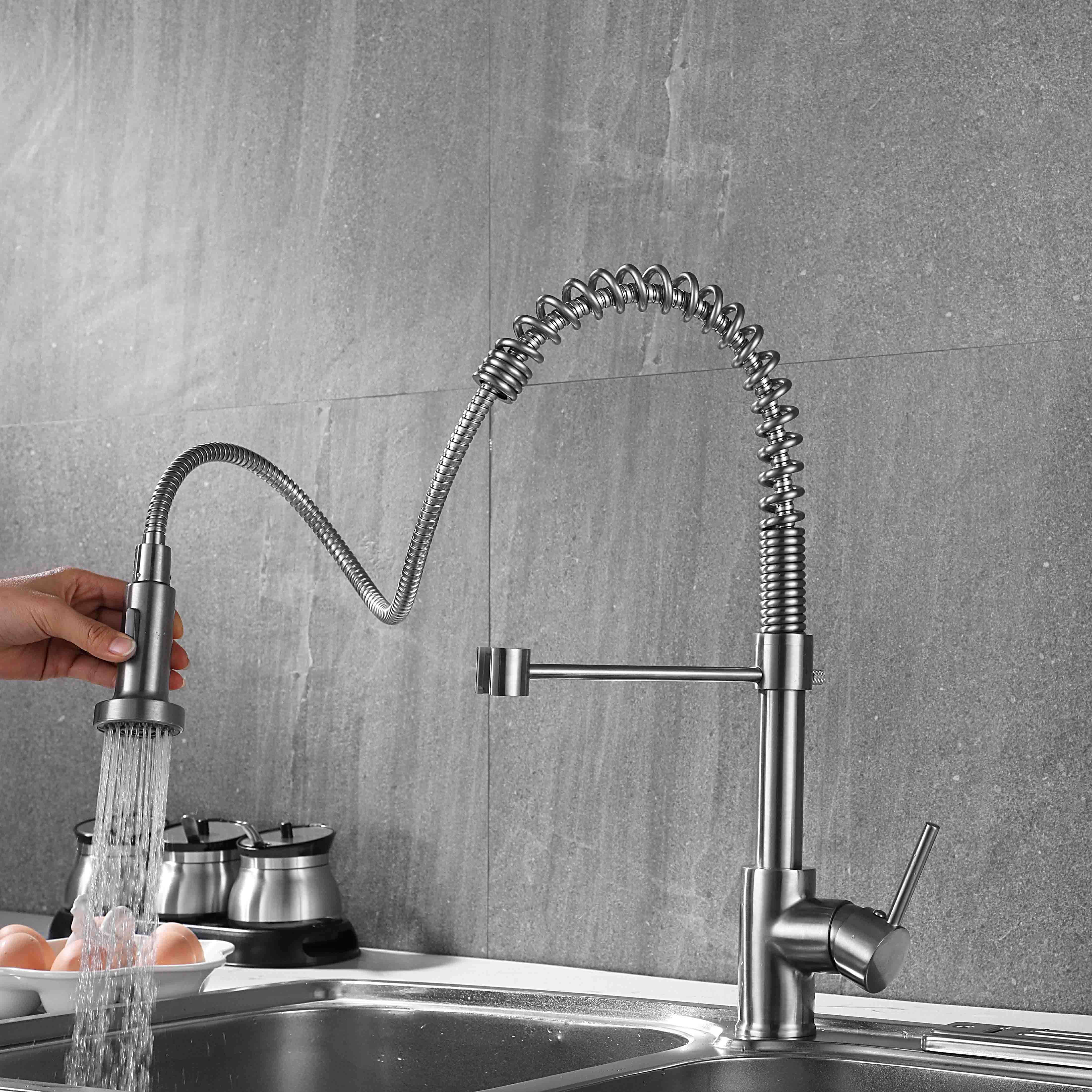 Kitchen Faucet mounted, kitchen faucet full out spring holder stainless steel, kitchen faucet water filter
