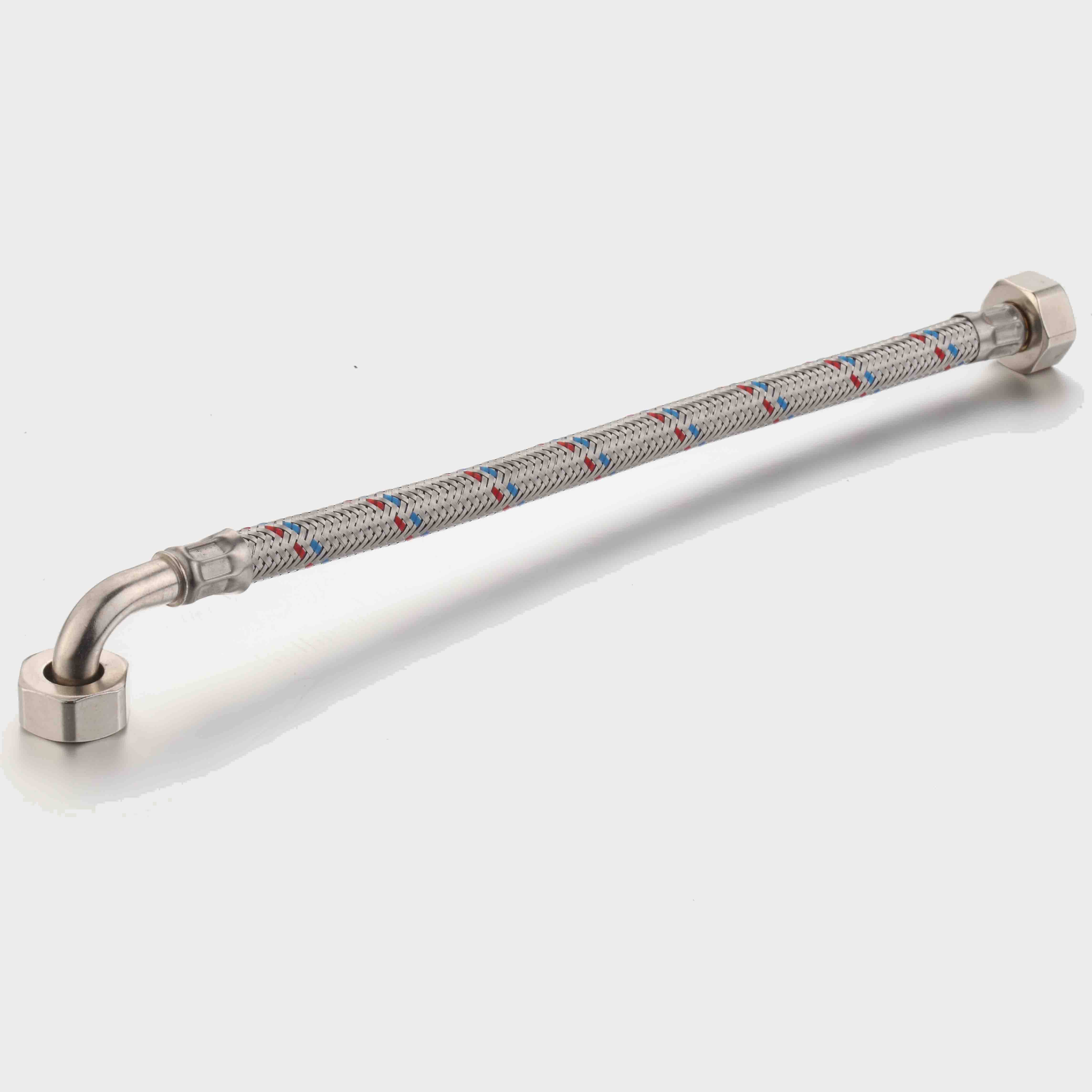 braided hose for water heater mesh flex pipe braided hose toilet, red and blue wire, Elbow nut, braided hose for water heater mesh flex pipe hose connector brass tube connector garden pipe connector 3/4