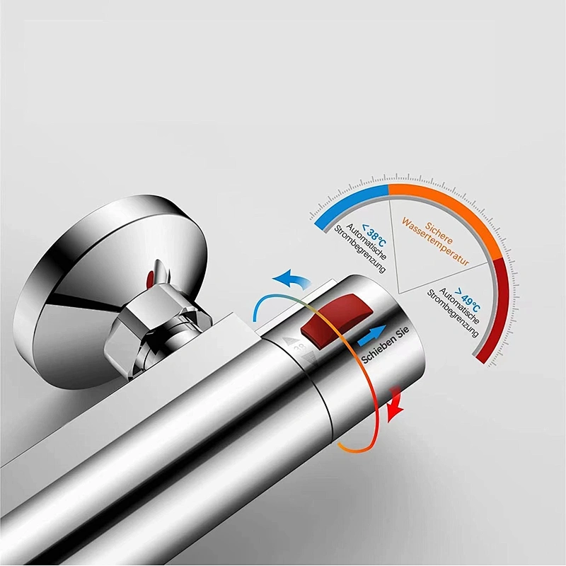 Bathroom Brass One Outlet Thermostatic Faucet Chromed Plated