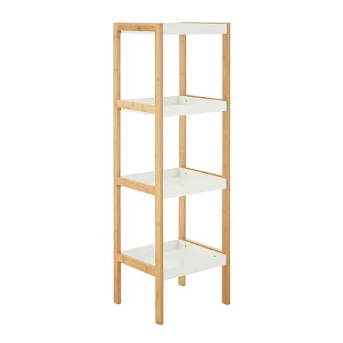Cheaper Bamboo Shelf White 4 Tier Storage Shelf Unit