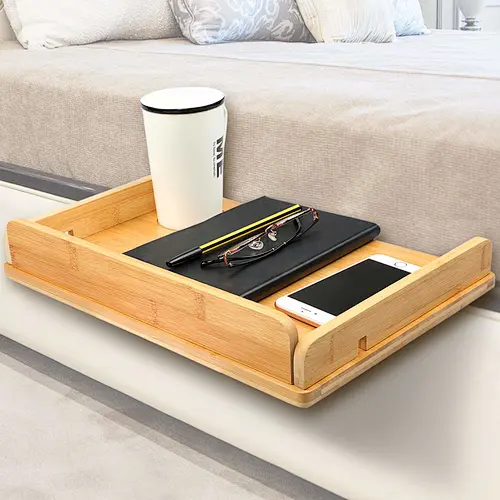 Bamboo Bunk Bed Storage Tray Bedside Shelf for Bed