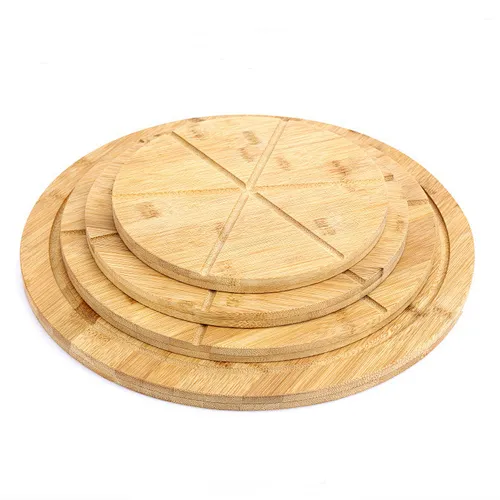 Round shape natural bamboo bread cutting board household pizza peel