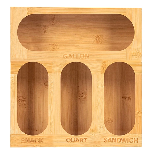 Wholesale High Quality Bamboo Ziplock Storage Bag Organizer for Kitchen