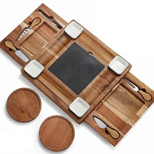 Kitchen Charcuterie Cutting Board Cheese Slate Board With Cutter