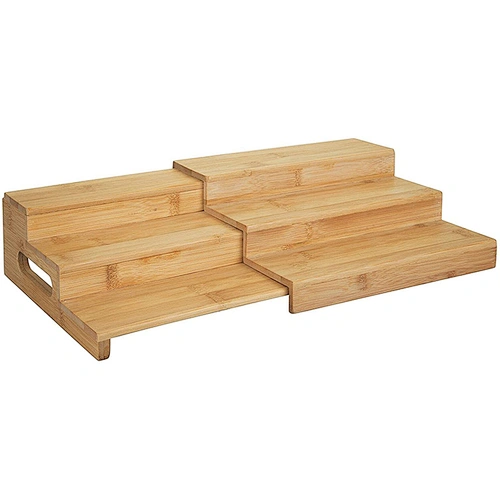 Customization Ladder Type Scalable Three Layers Bamboo Racks For Spice Jars