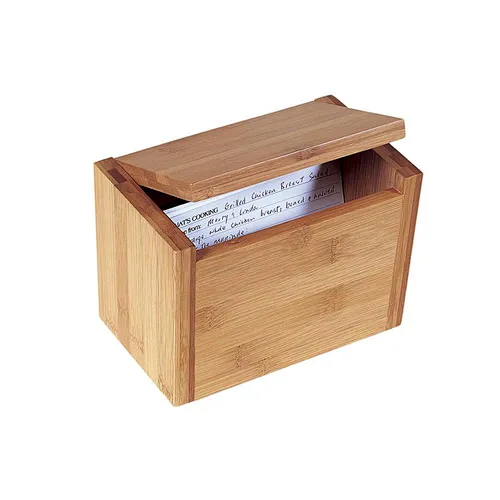 Organic Bamboo Containers with Recipe Cards Card Divider Recipe Holder for Kitchen Storage