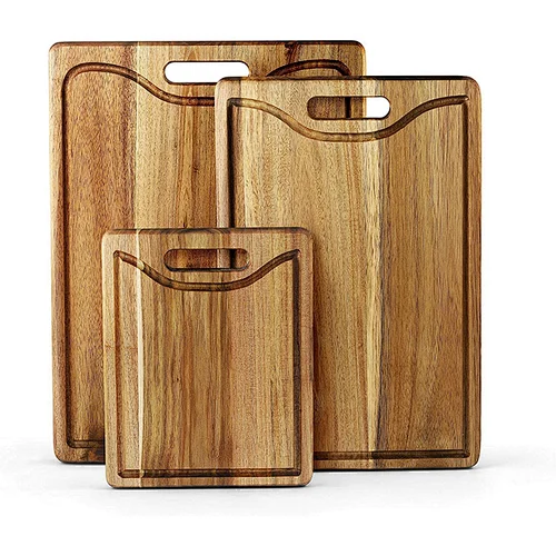 Rectangle Shaped Acacia Wood Pizza Peel Serving Cheese Cutting Board With Handle