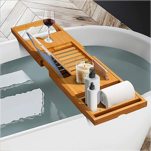 Bathtub Caddy Rack Bamboo