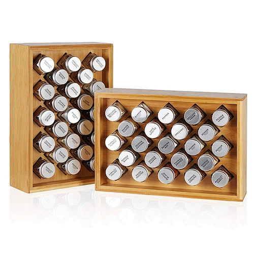 High Quality Household Sofa Side Table Bamboo Wood Spice Storage Rack Shelf