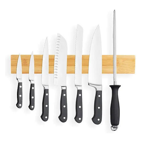 Multipurpose Bamboo Magnetic Bar Strip Knife Block Holder With Powerful Magnet