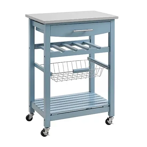 Stainless Top Storage with Drawer Furniture Kitchen Trolley Cart