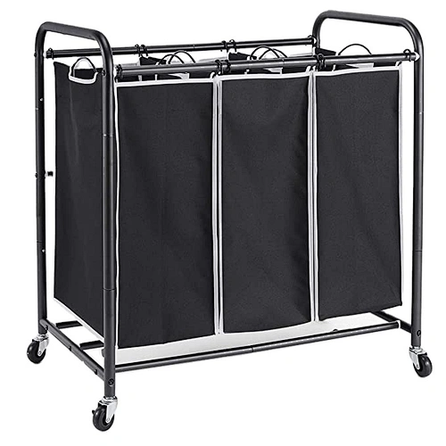 3 Bags Laundry Hamper Sorter with Rolling Heavy Duty Casters Laundry Organizer Cart for Clothes Storage