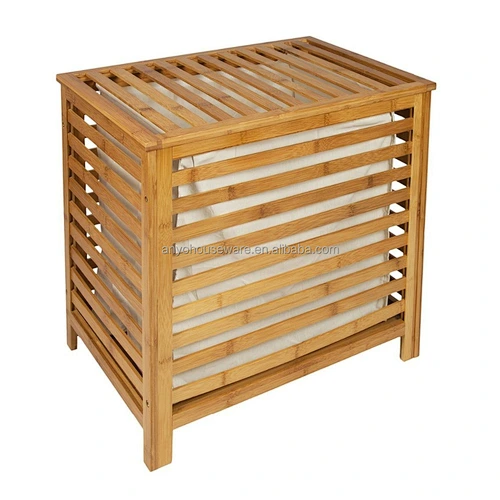 bamboo laundry basket with canvas bag laundry hamper and Lid