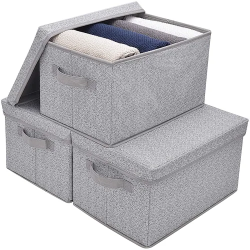 High Capacity Fordable fabric Collection Rim Basket Storage For Cloth Laundry with lid and handle