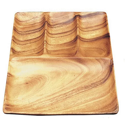 Lunch plate with 4 compartments Bamboo food serving tray