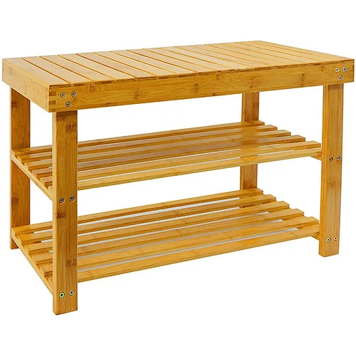 Bamboo Free Standing Shoe Rack 3 Tier Storage Shelf