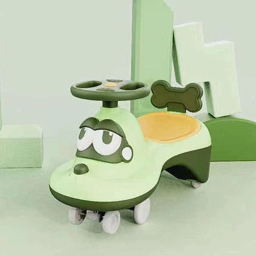 Children's rotating car mute general wheel anti rollover baby music swing car