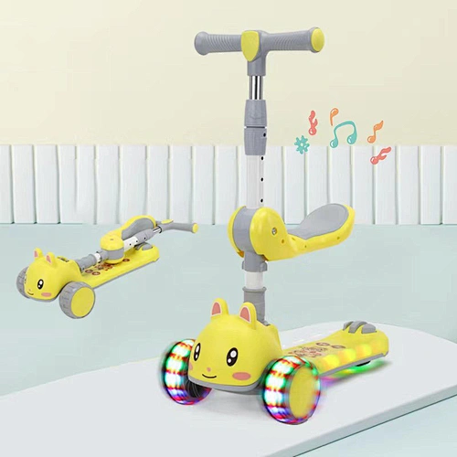 One button folding mute wheel with music flash‚ 135x50 Hummer wheel children's scooter