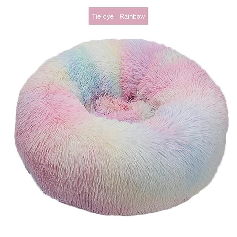 Hot Sale Popular Durable Many Colors Custom Color Available Autumn Winter Thickened Plush Donut Pet Bed for Cat Res