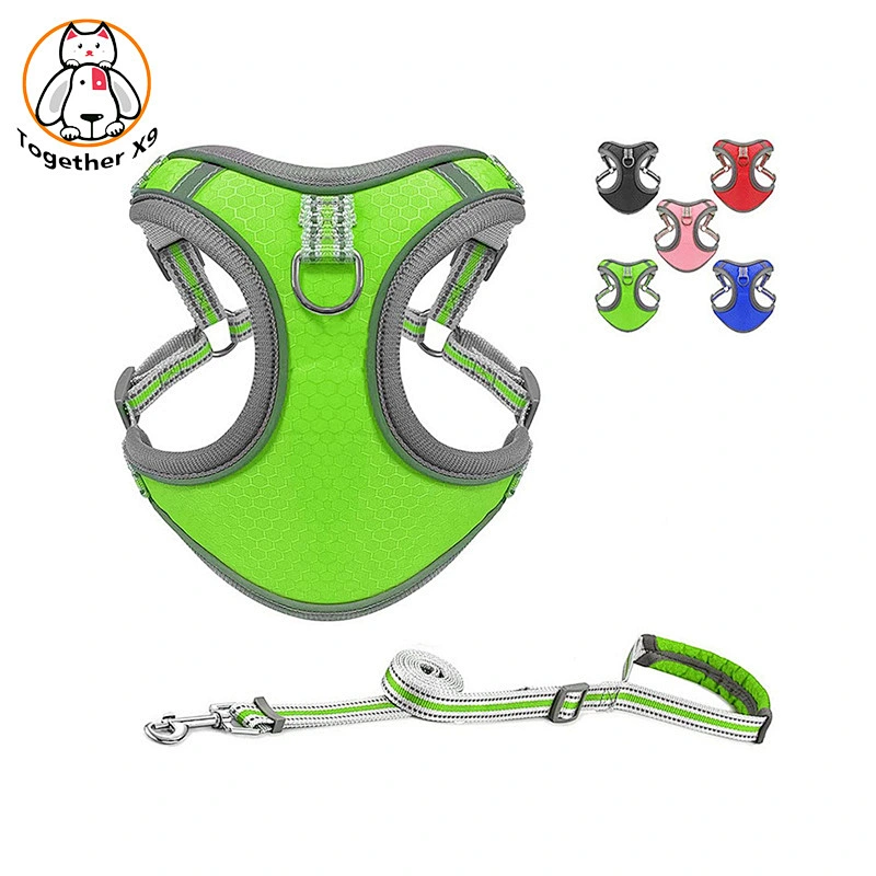Custom High End Pet Dog Reversible Harness Reflective Dog Harness with dog leash