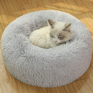 Hot Sale Popular Durable Many Colors Custom Color Available Autumn Winter Thickened Plush Donut Pet Bed for Cat Res