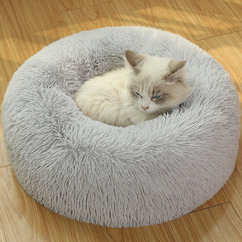 Hot Sale Popular Durable Many Colors Custom Color Available Autumn Winter Thickened Plush Donut Pet Bed for Cat Res