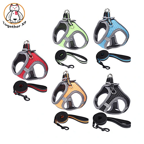 Custom High End Pet Dog Reversible Harness Reflective Dog Harness with dog leash