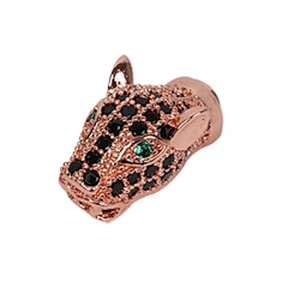 Brass Micro Pave Spacers  Leopard Head Green Eyes Beads  Microset Spacer  DIY Jewelry Making Supplies Jewellery Making Materials