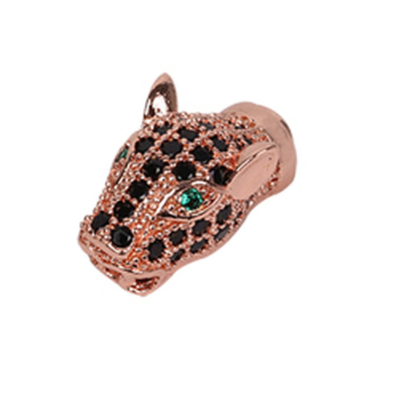 Brass Micro Pave Spacers  Leopard Head Green Eyes Beads  Microset Spacer  DIY Jewelry Making Supplies Jewellery Making Materials
